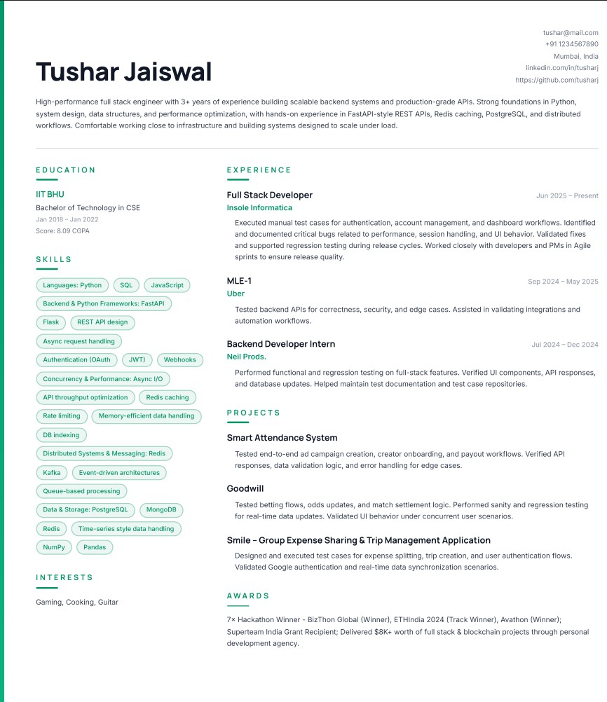 After — Vetta tailored resume