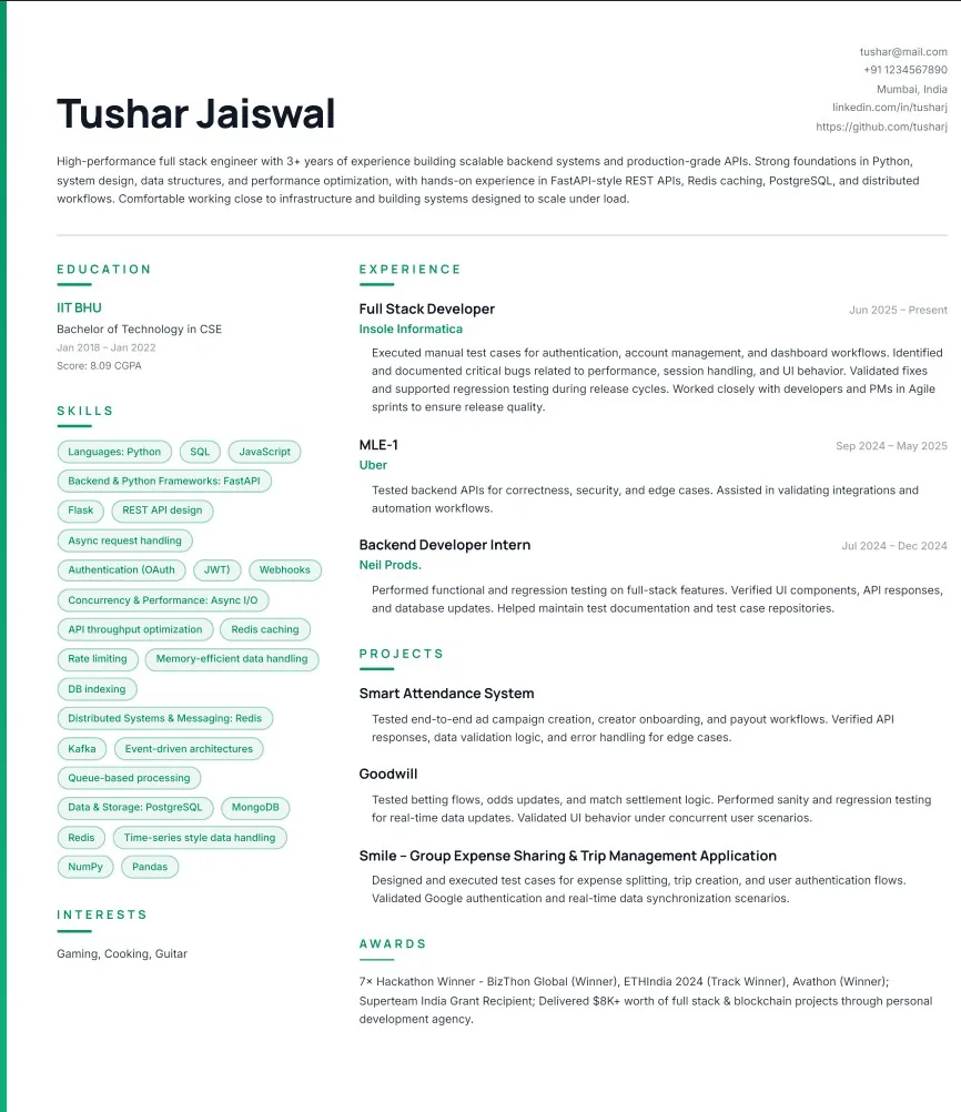 After — Vetta tailored resume